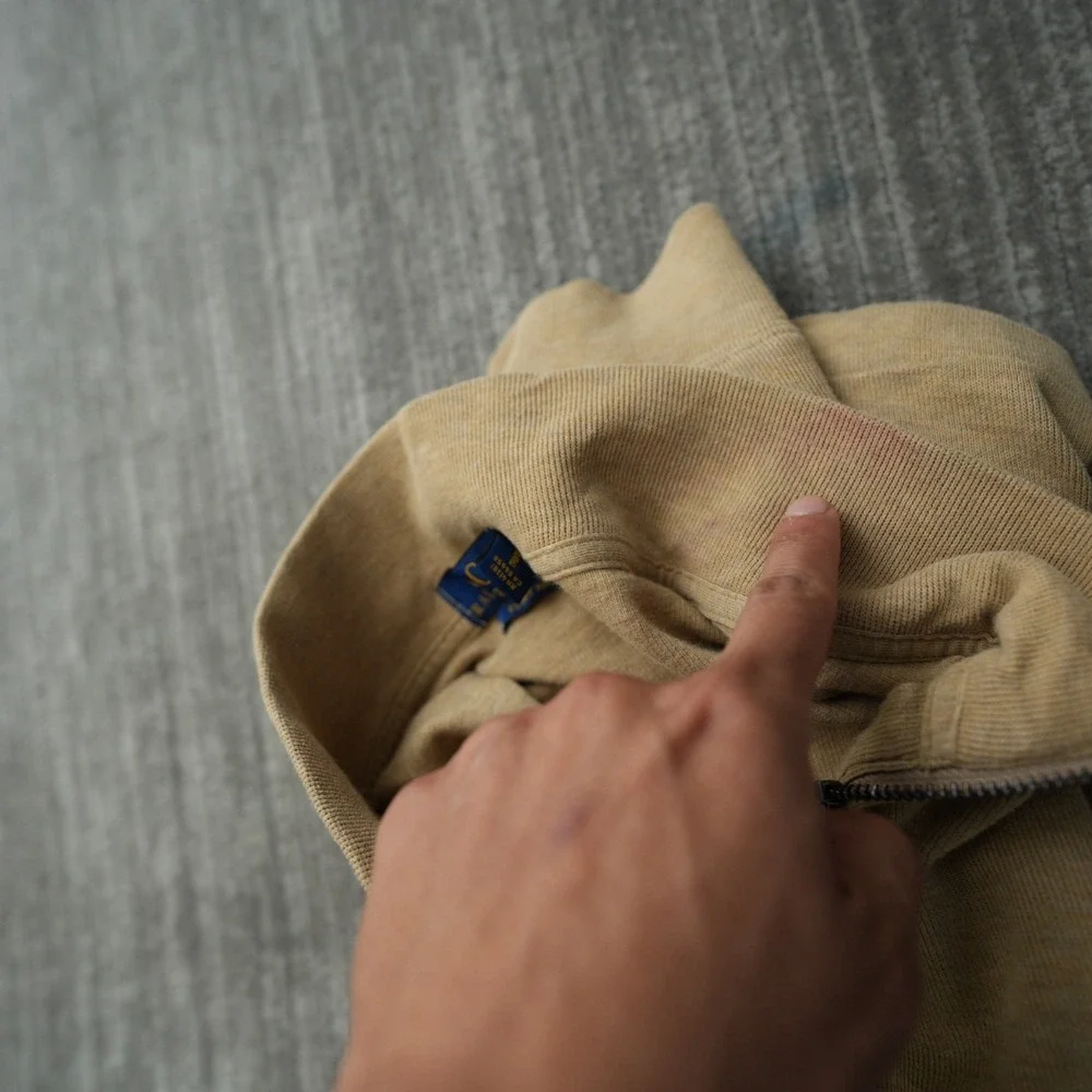 Polo Ralph Lauren Sweatshirt Men Dune Tan Quarter Zip Pullover Estate Rib‎ 2XL